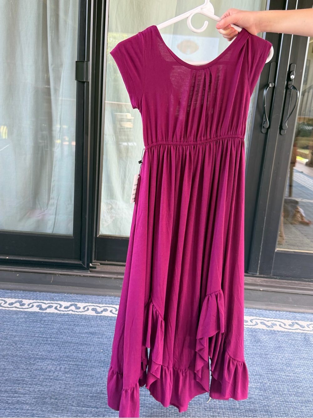 NWT Girls MIA JOY Fusia-Sleeve Maxi Dress with Ruffled Hem